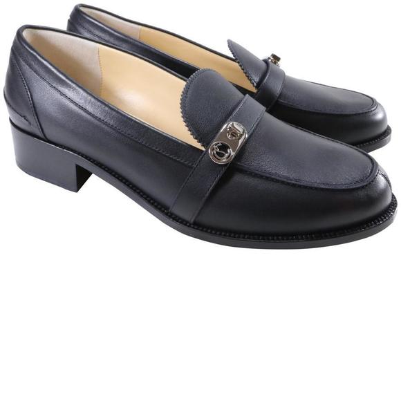 black Lock Me Moc Leather classic turnlock loafers D571 - Picture 2 of 12